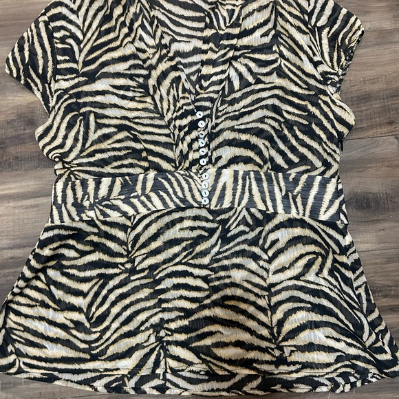 Zebra Print Button-Up Blouse - Picture 3 of 5